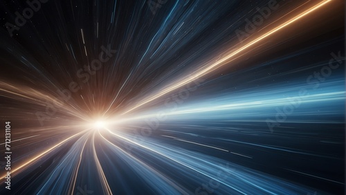 A background of light speed, hyperspace, and space warp, with vibrant streaks of blue light converging from Generative AI