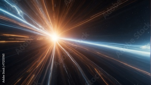 A background of light speed, hyperspace, and space warp, with vibrant streaks of light converging from Generative AI
