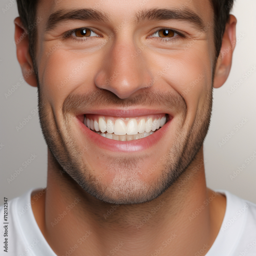 fotografia con detalle de atractivo hombre con sonrisa y dientes blancos fotografia con detalle de atractivo hombre con sonrisa y dientes blancos