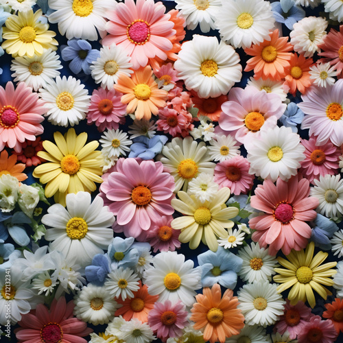Fondo con detalle y textura de multitud de flores de diferentes formas y colores