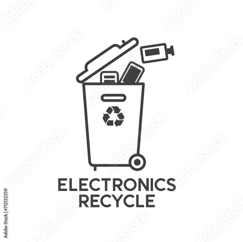electronics waste symbol, vector art.