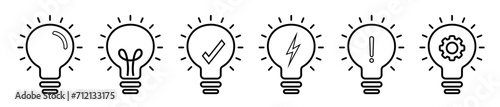 Lamp icons set. Light bulb icon set. Different types of light bulbs, icon, vector.