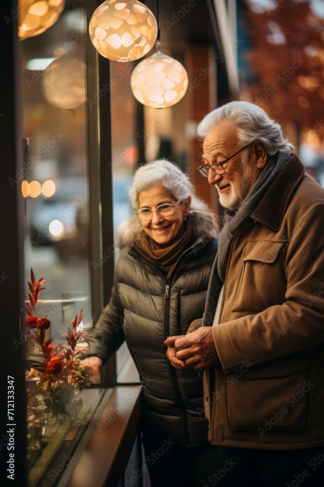 Elderly man and woman visiting a local bank branch to discuss retirement account options, Generative AI