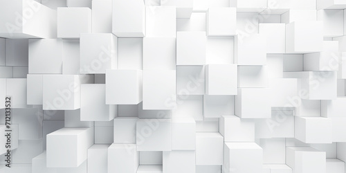 Abstract 3d white cubes background, geometric pattern texture.