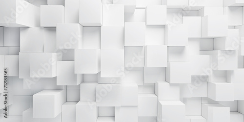 Abstract 3d white cubes background, geometric pattern texture. © Slanapotam