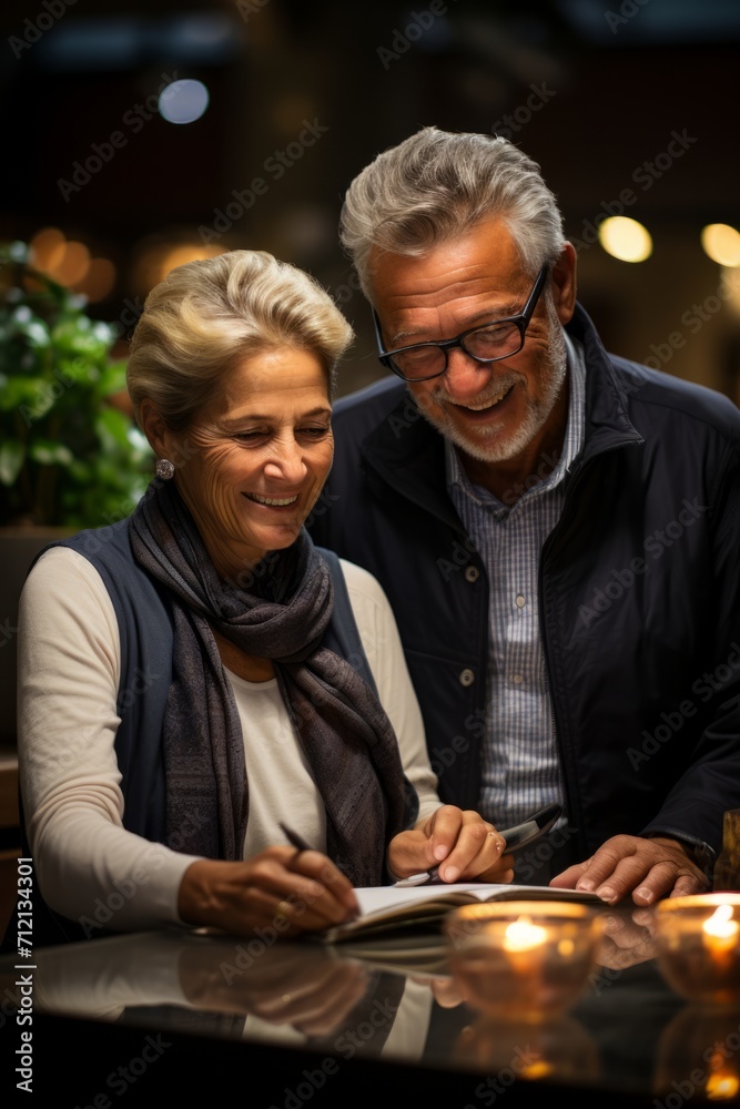 Retired couple visiting a financial advisor to plan for their estate and future, Generative AI Retired couple visiting a financial advisor to plan for their estate and future, Generative AI