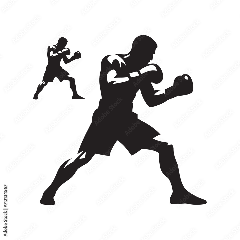 Noble Guardian: Boxer Silhouette Illustrating the Dignity and Loyalty of a Remarkable Fighter - Boxing Silhouette - Boxer Vector
