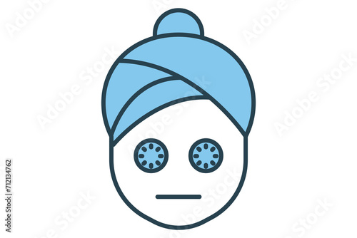 Facial mask icon. icon related to skincare and facial treatments. flat line icon style. element illustration