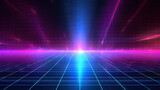 dark blue and pink grid light, in the style of sci-fi landscapes, linear perspective,A vibrant futuristic backdrop featuring neon lights, perfect for tech-themed designs, sci-fi projects, 