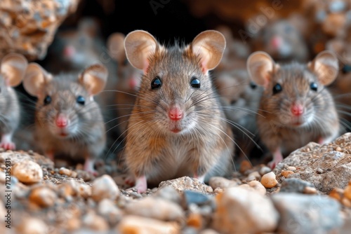 Large Group of Inquisitive Rats Peering From a Dark Enclosure