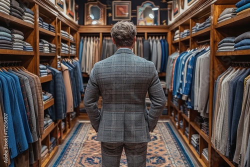 Dapper Gentleman Browsing Through an Elegant Menswear Store Full of Suits and Accessories