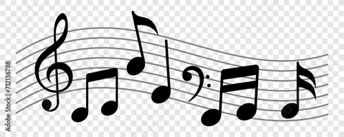 waves of musical notes and songs