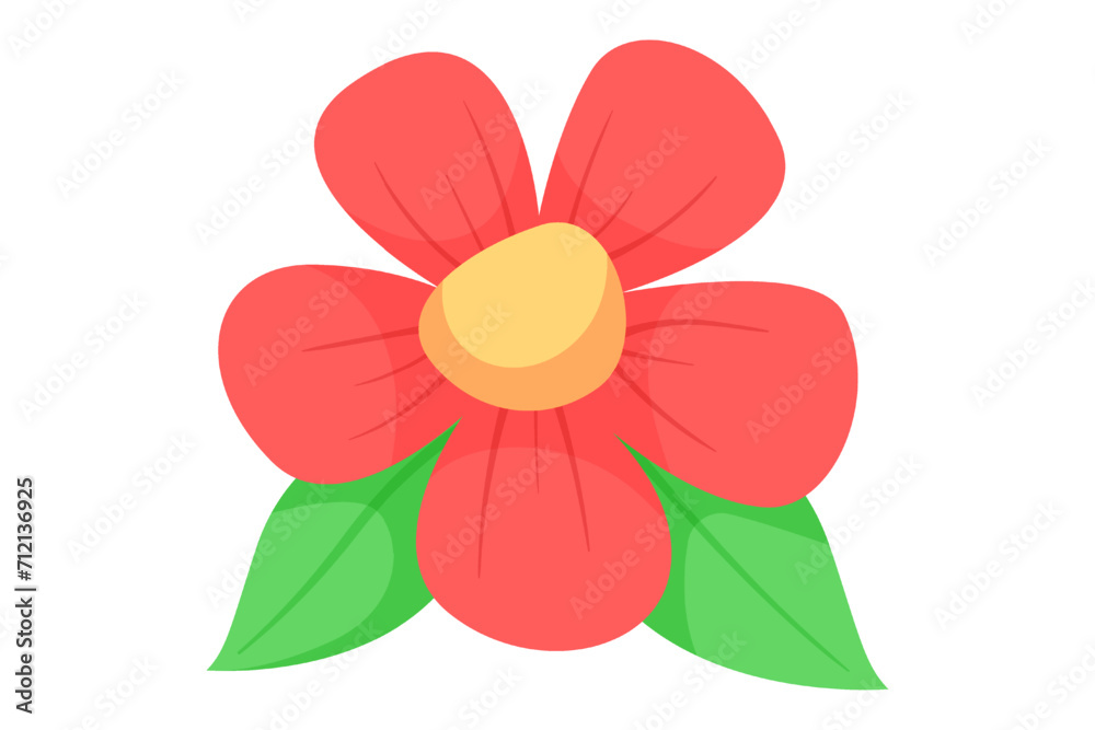 Red Flower Decor Sticker Design
