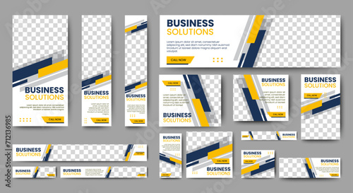 Digital Marketing web banner ads template. set of promotion kit banner template design with modern and minimalist concept. vector