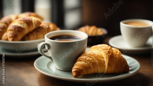 cup of coffee and croissant