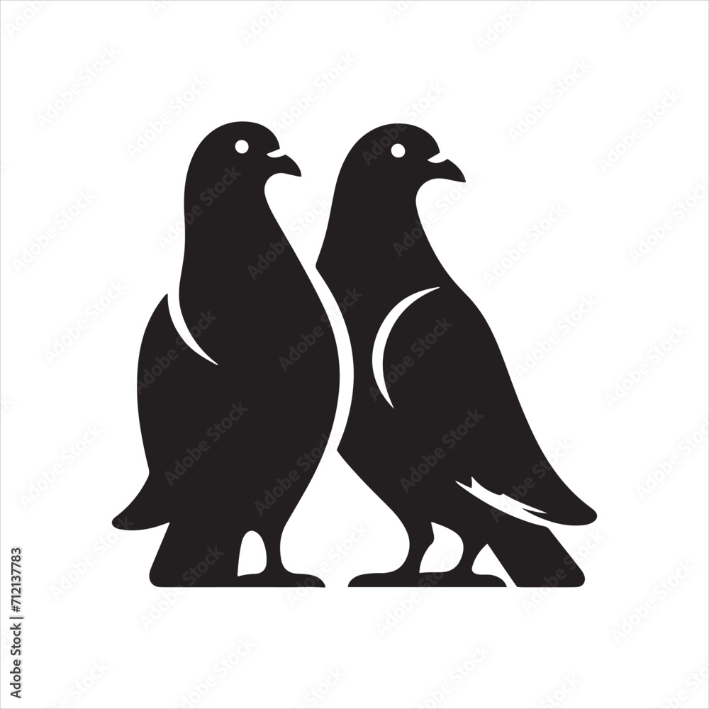 Fototapeta premium Twilight Wings: Pigeon Silhouette Glowing in the Twilight Sky - Beautiful Bird Silhouette - Bird Vector 