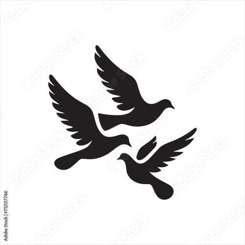 Tranquil Soiree: Bird Beauty Silhouette Series in a Relaxing Dance of Pigeon Shadows - Pigeon Silhouette

