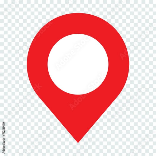 red pin point. map address location pointer symbol.location pin icon symbol sign isolated on transparent background, map icon.Location pin icon flat vector illustration design photo
