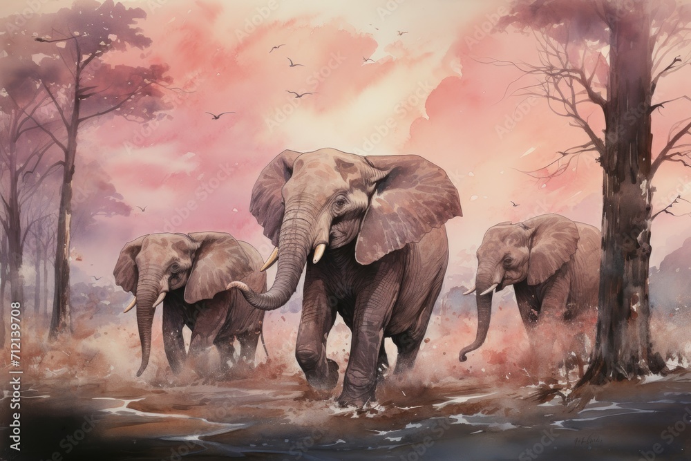 Fototapeta premium Majestic sky whales, soaring through the heavens with grace and tranquility - Generative AI
