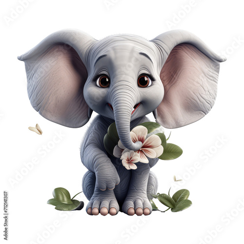 Good looking attractive elephant in love  holding a heart in her hand