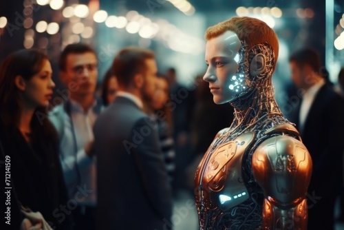 Cyborg robot promo attracts attention in St. Petersburg.