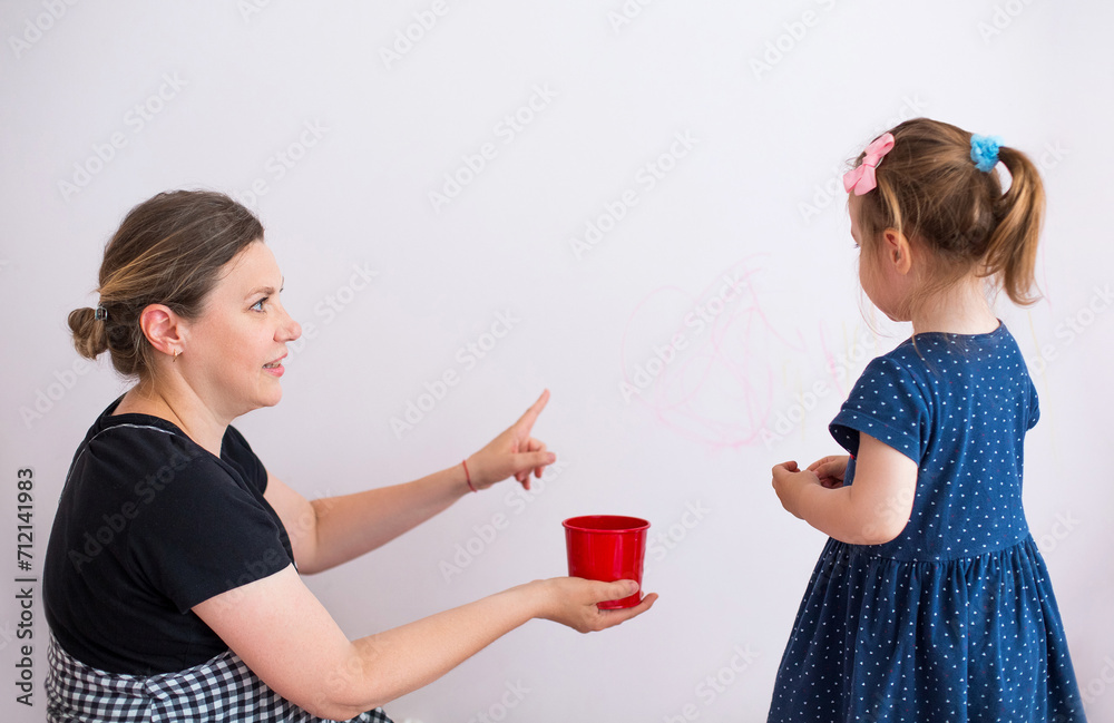 Grandmother and granddaughter at home