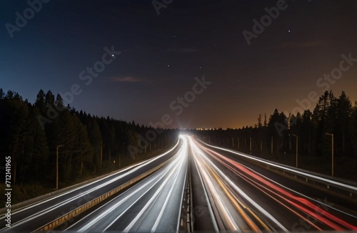 A long exposure photo of a highway at night from Generative AI