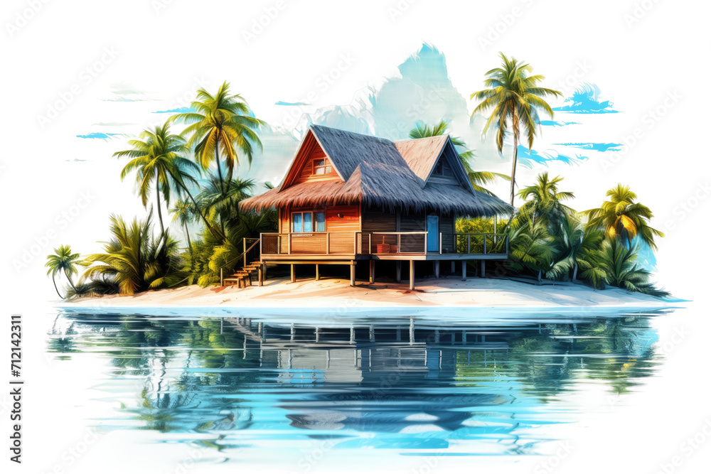 Azure Skies Bungalow Isolated on Transparent Background