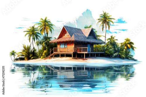 Azure Skies Bungalow Isolated on Transparent Background © MSS Studio
