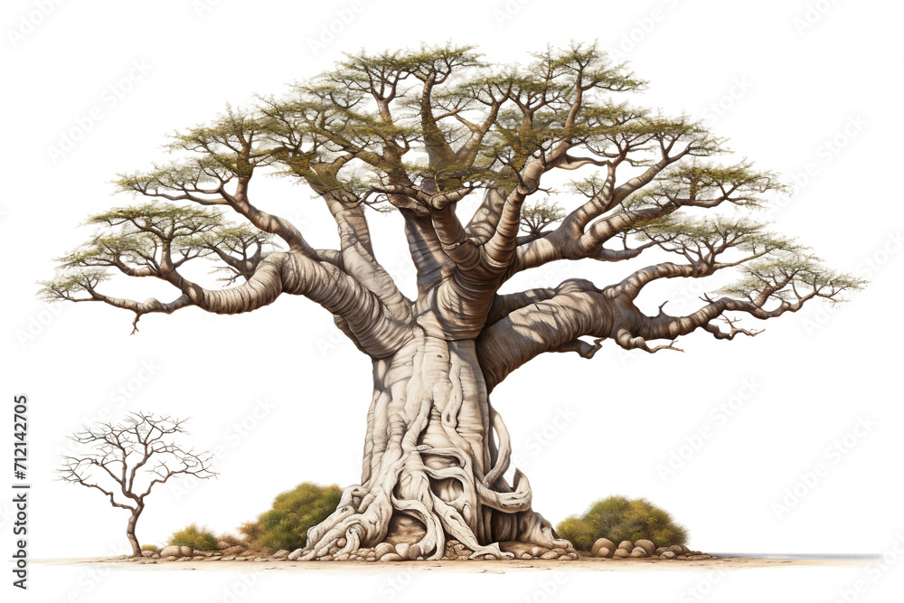 Baobab Tree Isolated on Transparent Background