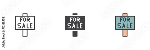 For sale sign different style icon set