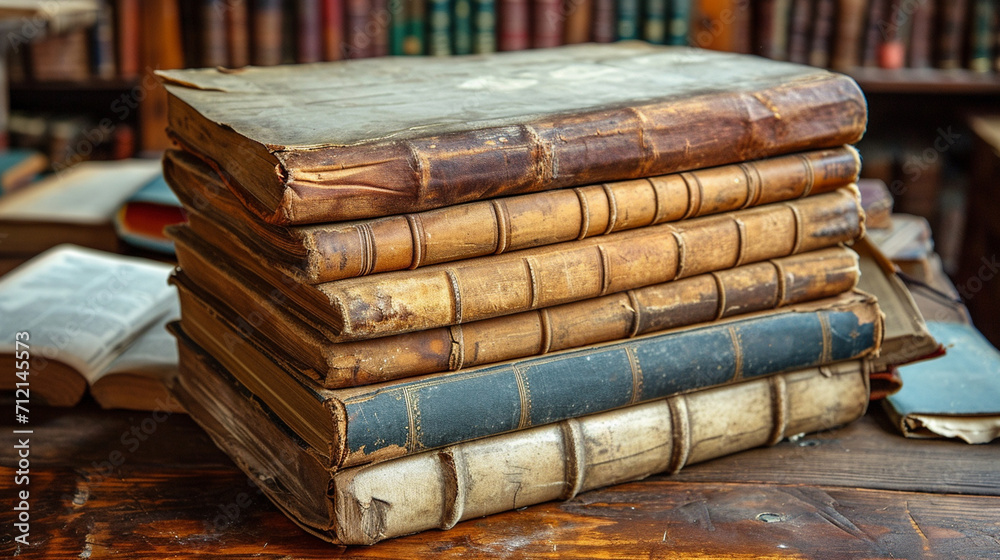 Old, Antique books, notes in the library Old, Antique books, notes in the library