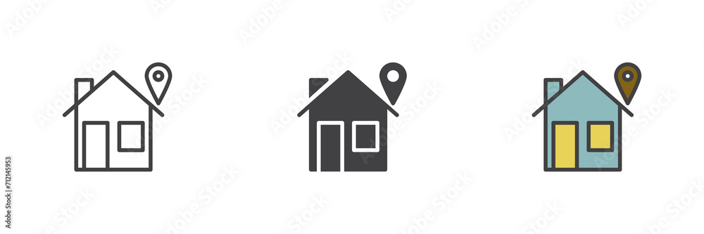 Home address different style icon set Home address different style icon set