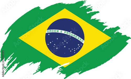 Brazil flag painted with brush on white background