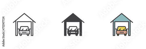 Car garage different style icon set