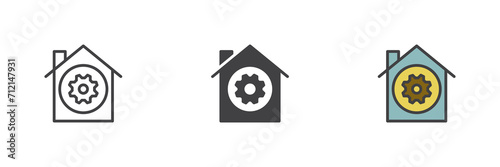 Smart house control different style icon set