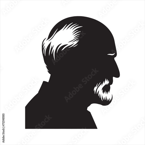 Elegance Unveiled: People Silhouette Featuring the Timeless Elegance of an Old Man's Silhouette - Aged Silhouette - Old Man Vector
