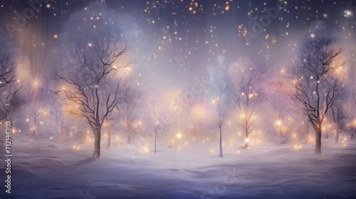 Winter Christmas background with sky, heavy snowfall, snowflakes in different shapes and forms, snowdrifts © MD Media