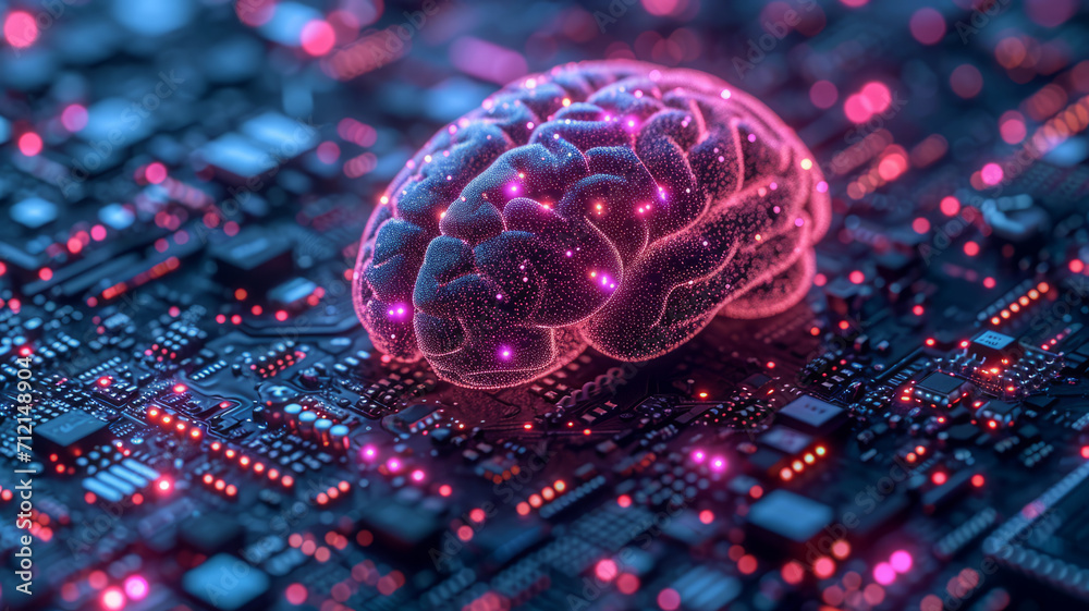 A brain living on electronics, CPU, high technology, Artificial intelligence,,generative ai A brain living on electronics, CPU, high technology, Artificial intelligence,,generative ai