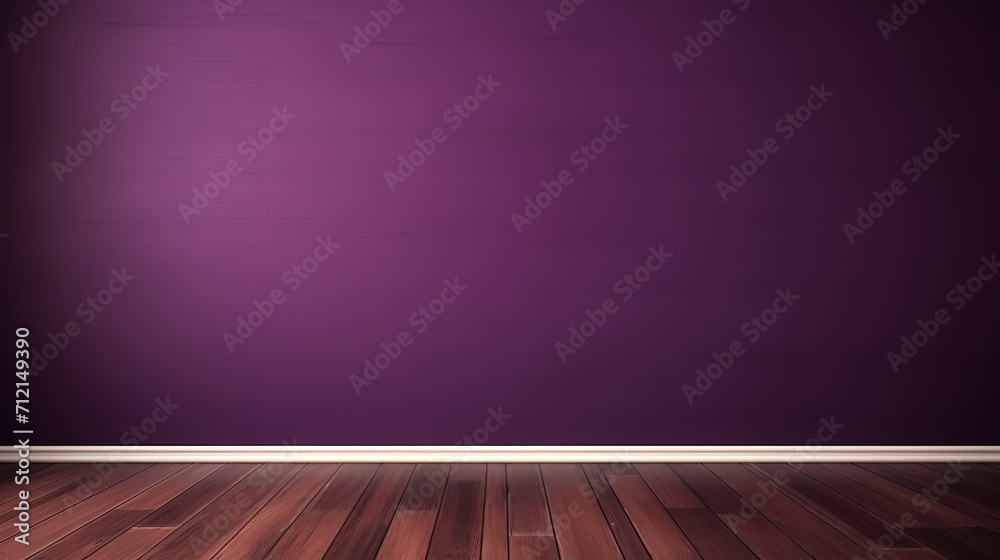 empty Dark Purple wall. dark brown wooden floor empty Dark Purple wall. dark brown wooden floor