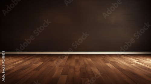 empty Dark Brown wall. dark brown wooden floor © Nate