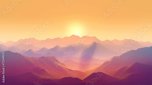 sunrise in the mountains sunset in the mountains a scenic view of the sun setting behind towering peaks. This asset is perfect for nature-themed designs  travel brochures  and inspirational content.