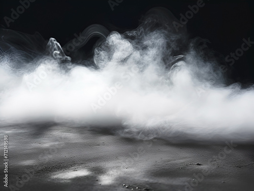 Smoke On Cement Floor With Defocused Fog Abstract Background