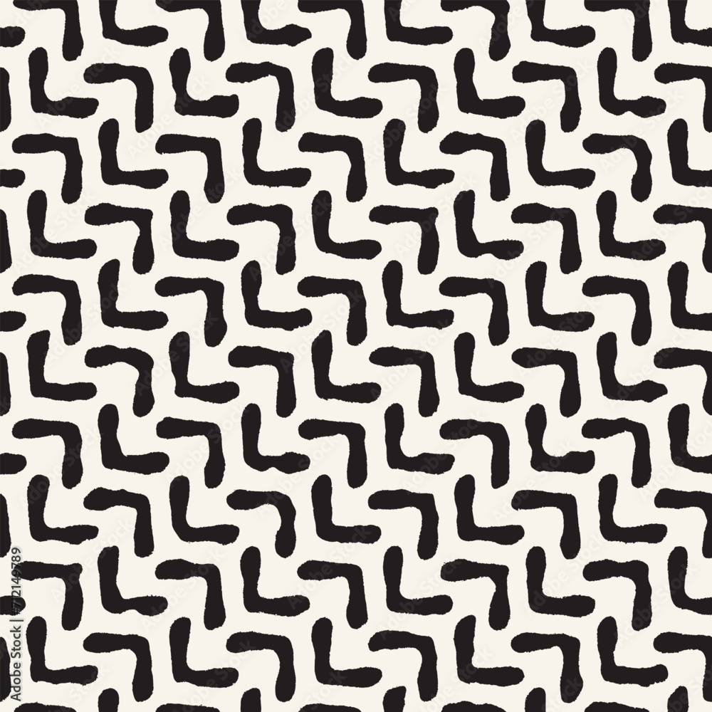 Vector seamless hand-painted ink pattern. Abstract decorative background. Stylish monochrome hand-drawn texture.