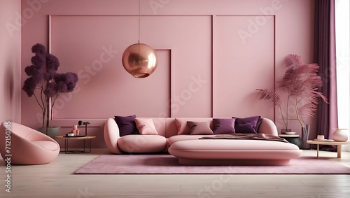 muted tones of dusty pink and dark purple interior  evoking a sense of calmness  digital art 3d  elegant simplicity  endless muse. generative AI