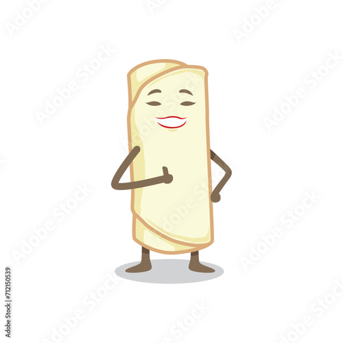 a cartoon of lumpia mascot character vector illustration 