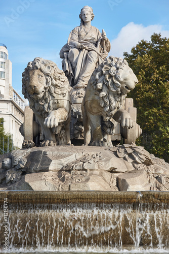 Cibeles fountain in Madrid city center. Historic landmark. Spain