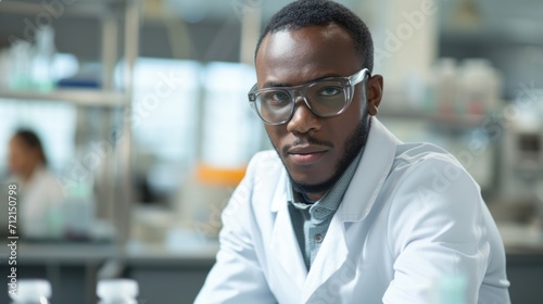 Portrait of a researcher with scientific instruments in the laboratory
