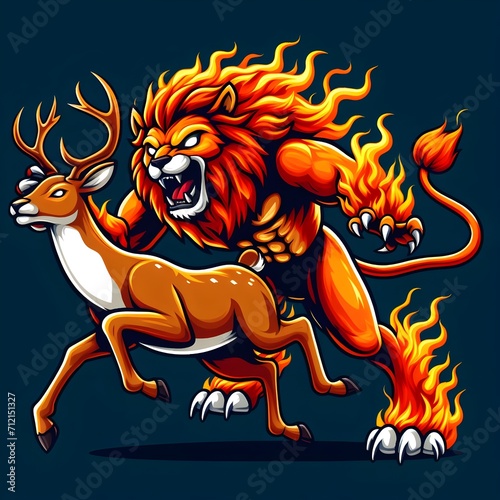 lion hunting deer with fury esport