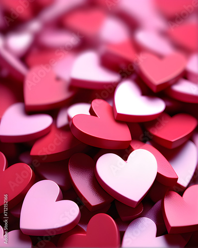 Wallpaper Mural pink hearts on a red background Torontodigital.ca
